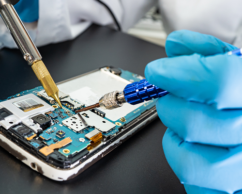 Technician repairing a phone