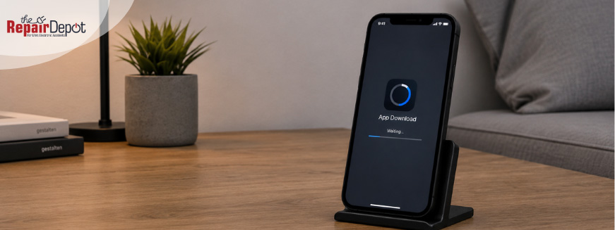 An iPhone app download stuck
