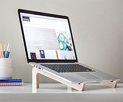 Laptop elevated on stand