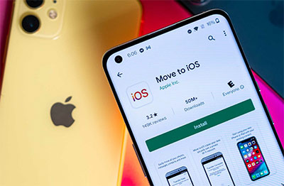 Android with Move to iOS app and iPhones in background