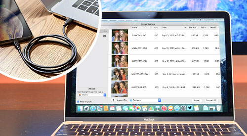 iPhone connected to Macbook and using Image Capture to transfer photos