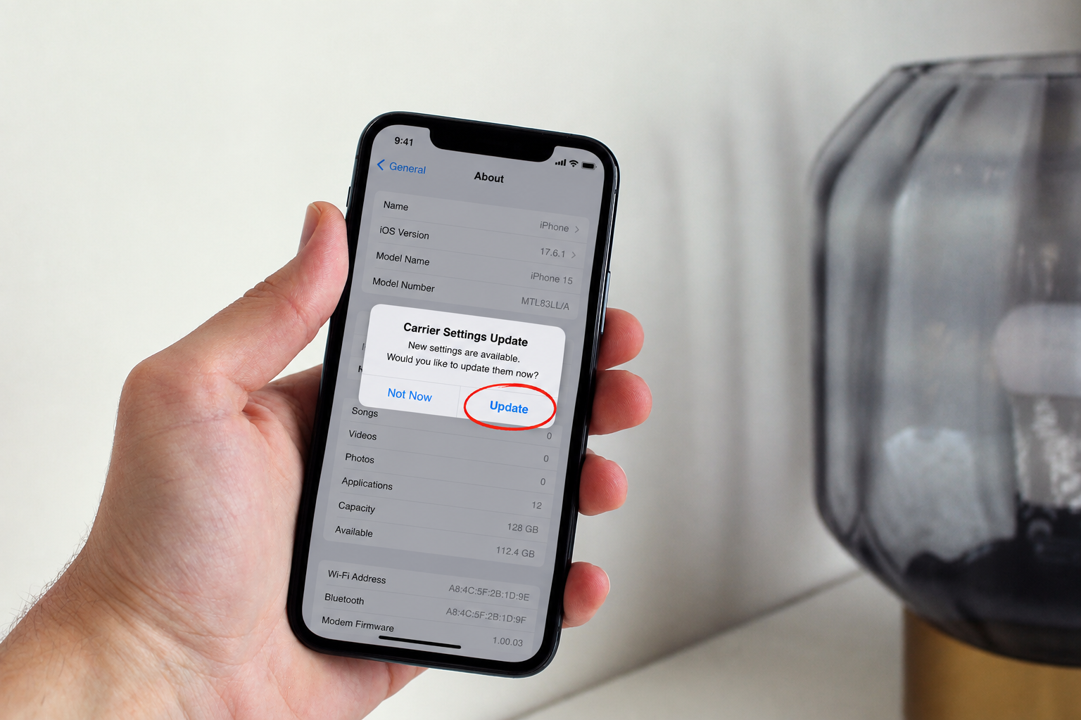 iPhone carrier settings update