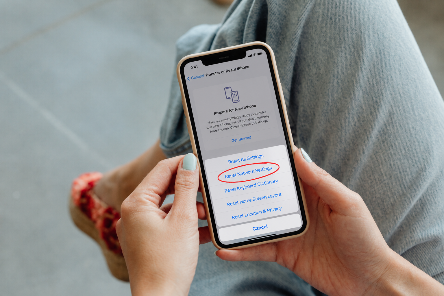 Resetting network settings on an iPhone