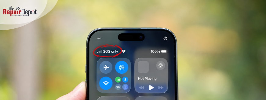 iPhone showing SOS in the status bar